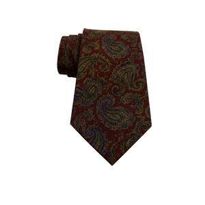 Louis Boston Silk Necktie Burgundy Paisley Luxury Designer Classic Ivy League